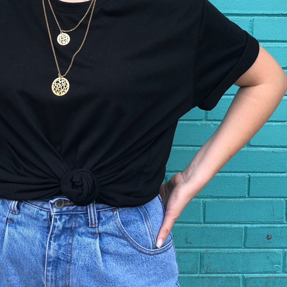 Layered Disc Pendant Fashion Necklace